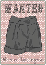 short en flanelle grise